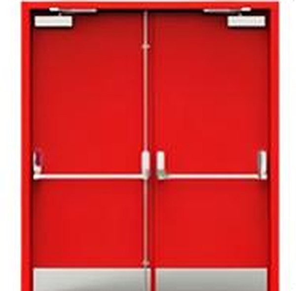 Red heavy duty double FR doors with panic bars